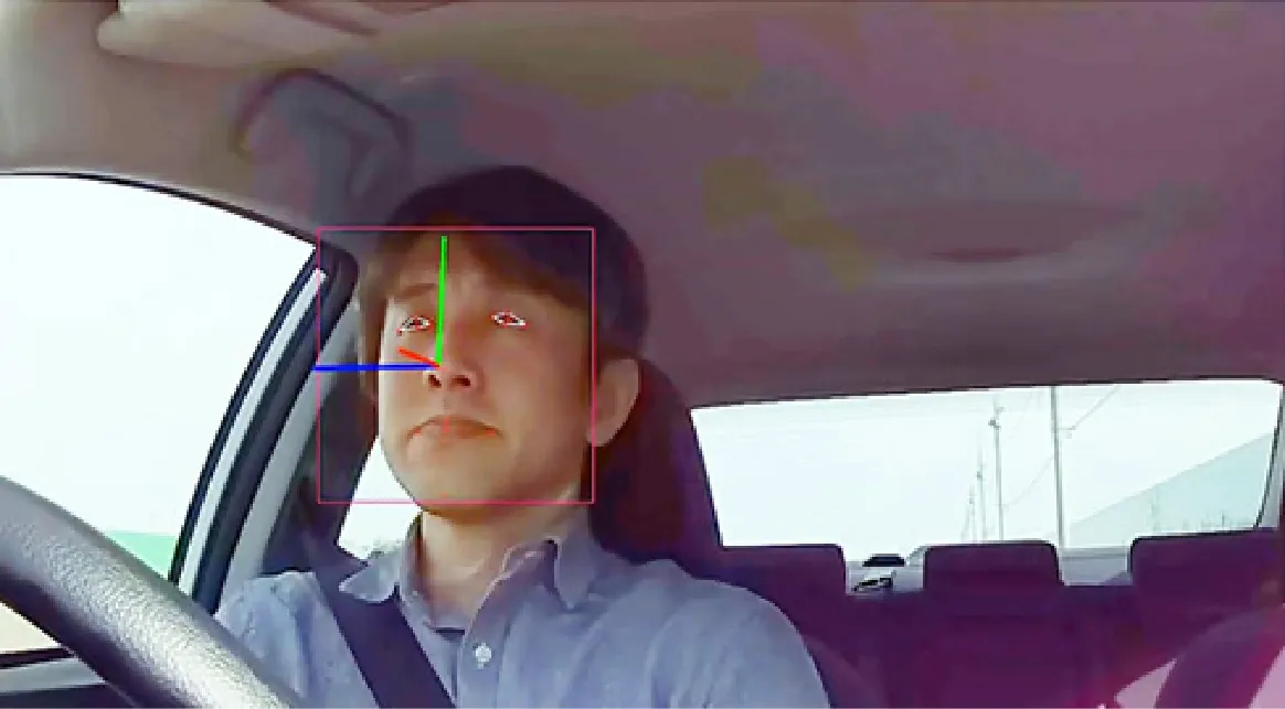 ドライバーの目線を検知している様子を写した画像